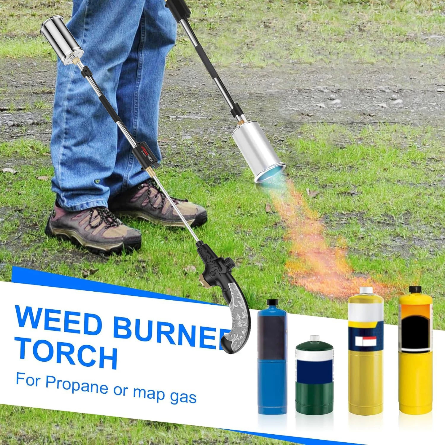 Propane Torch Weed Burner Weed Torch Flamethrower Heavy Duty Blow Torch Control