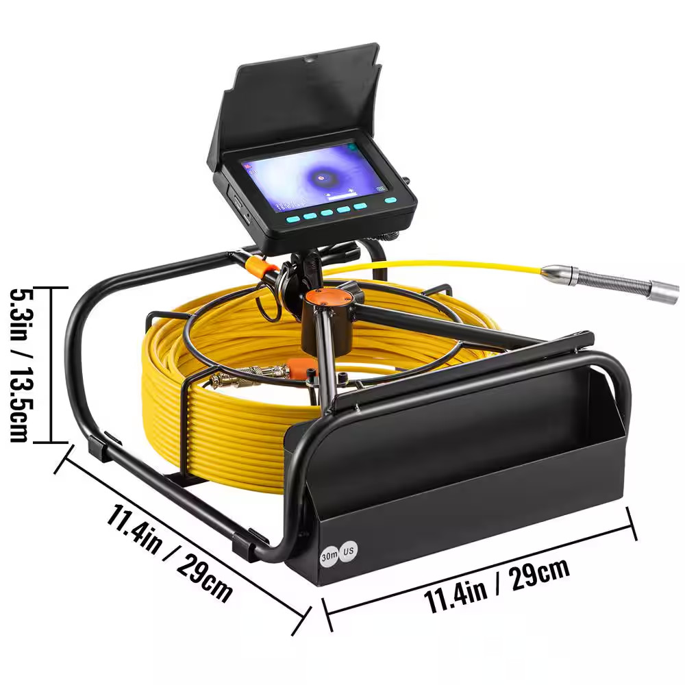 Sewer Camera 98.4 Ft/30 M 4.3 In. Pipe Drain Inspection Camera with DVR Function