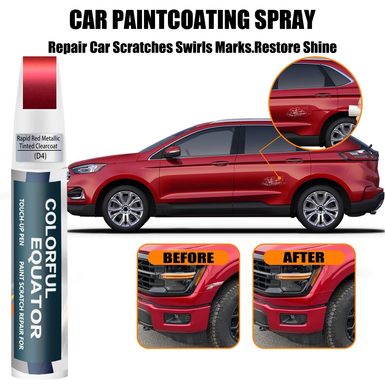 «Red Metallic Touch Up Paint Pen for Ford – Car Scratch Repair Solution»