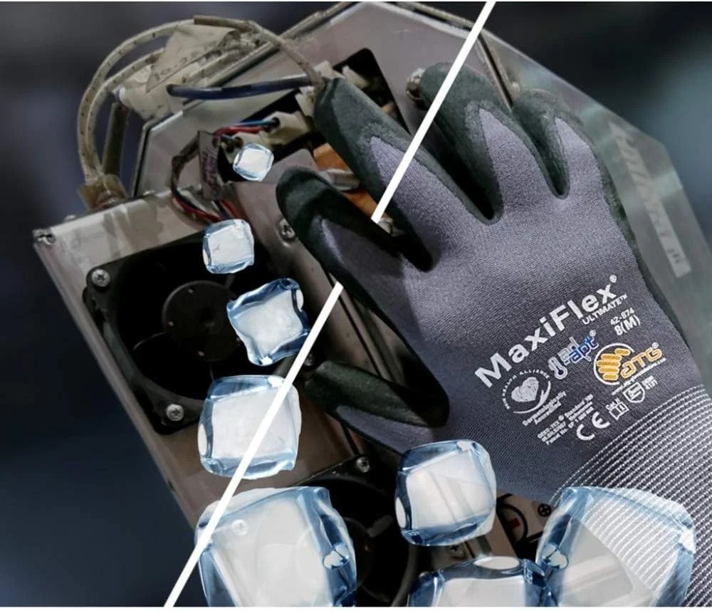 Seamless Nylon Gloves with Nitrile Grip 34-874 Pair Maxiflex Reusable