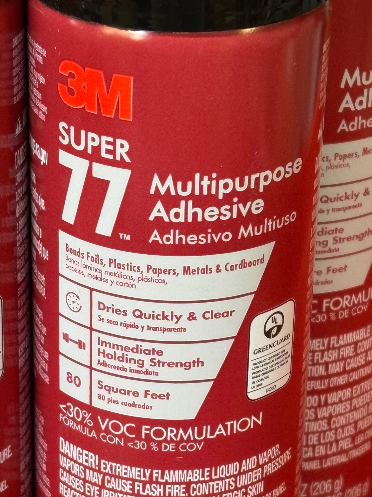 LOT OF (12) 3M SUPER 77 SPRAY GLUE 7.3 oz ADHESIVE FOR FOIL PAPER PLASTIC METAL
