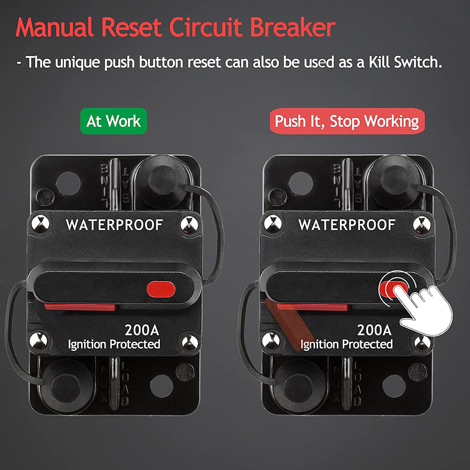 300A AMP Circuit Breaker Fuse Reset 12V-48V DC Car Boat Auto Waterproof