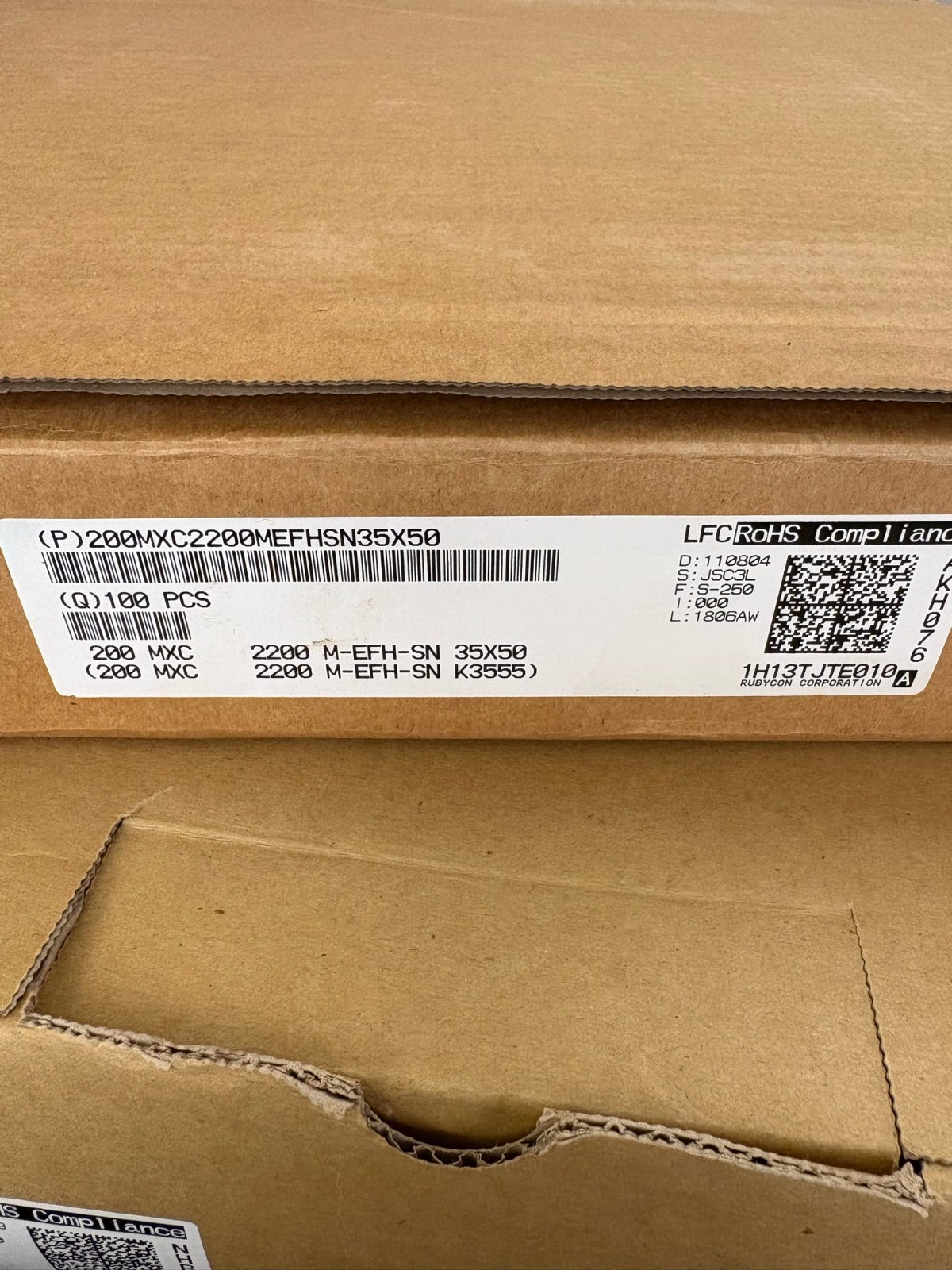 5x Rubycon 200V 2200uF Snap-In Aluminum Electrolytic Capacitor 105°C 35x50mm