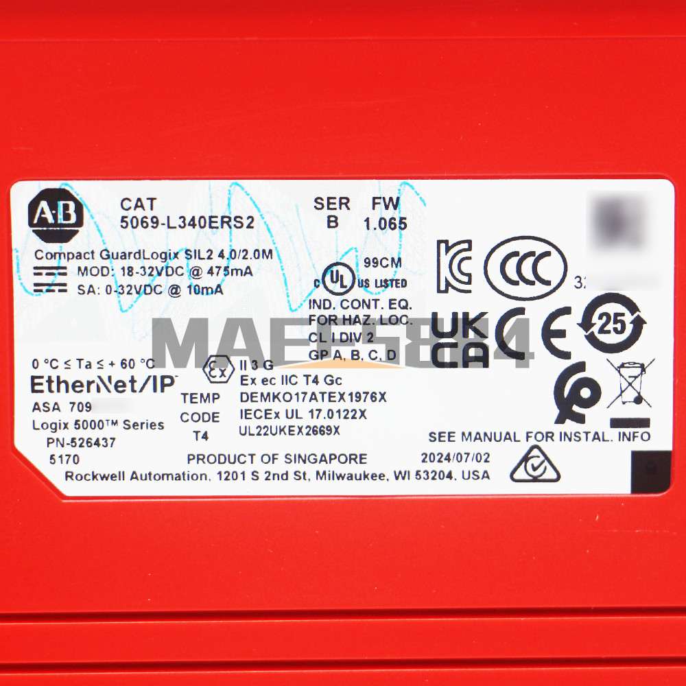 Allen Bradley 5069-L340ERS2 Compact GuardLogix 5380 Safety Controller