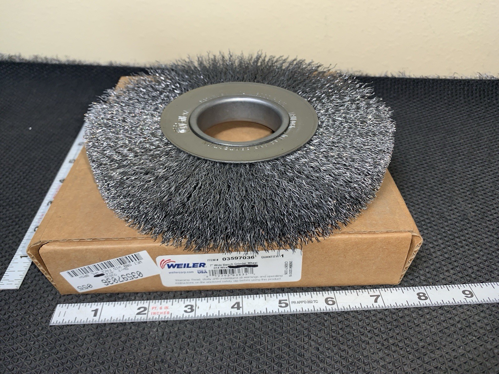 Weiler Wheel Brush 7″ Wheel Dia 7/8″ Face 2″ HOLE 0.0140″ Wire Dia Crimped NEW