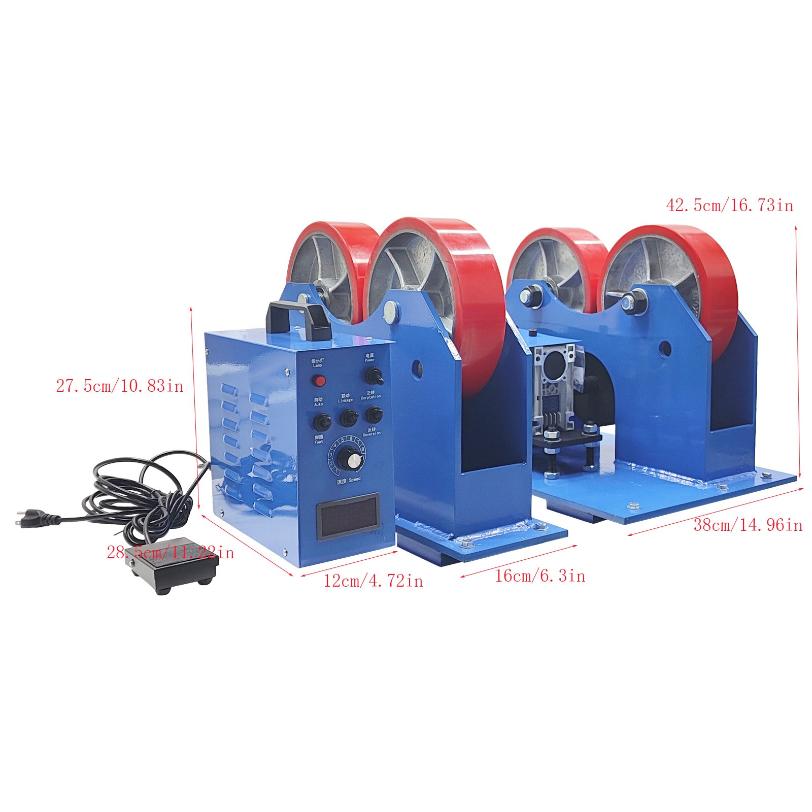 2T Heavy Duty Welding Positioner Roller Stand for Pipe & Vessel Fabrication 110V