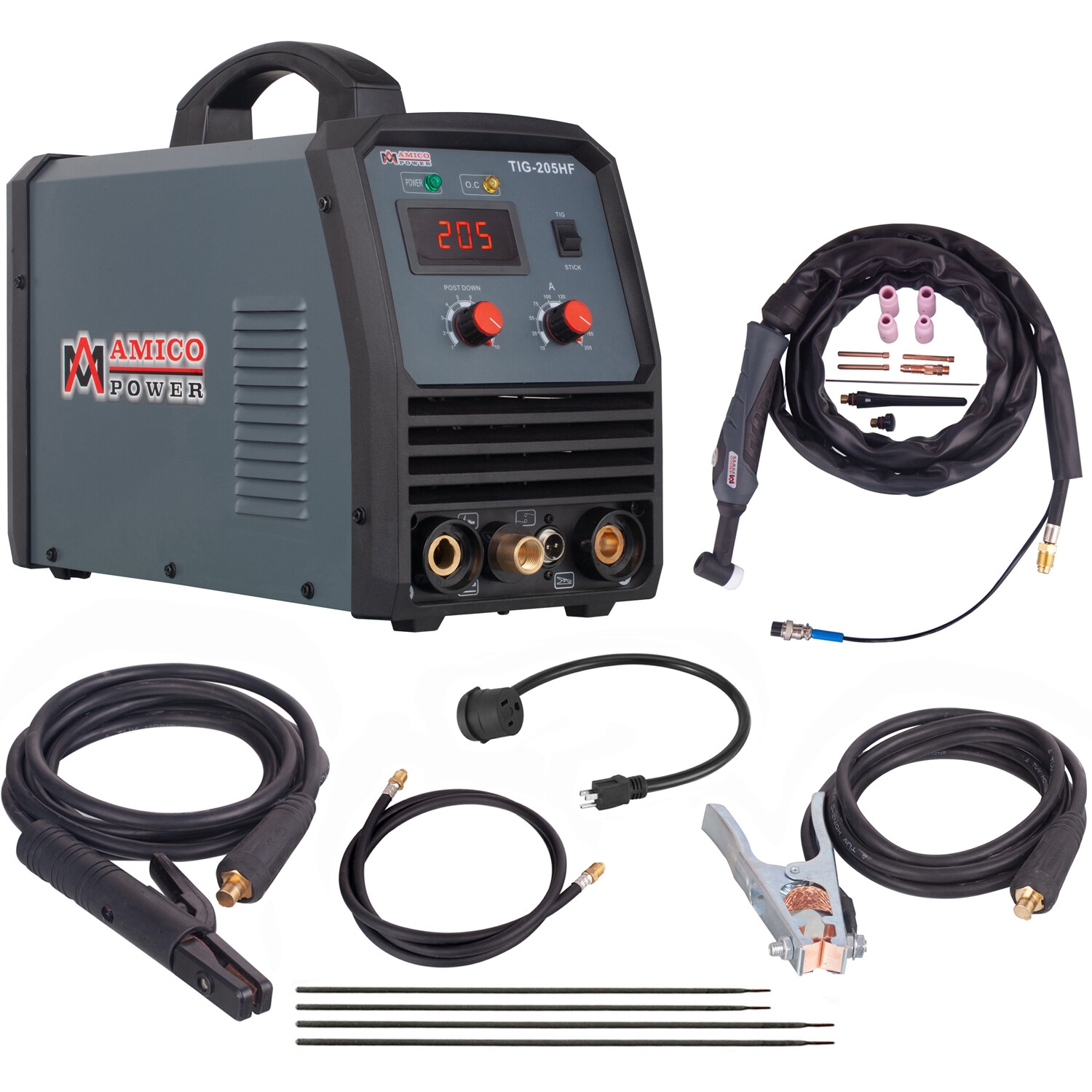 Amico TIG-205HF, Pro. 205 Amp High Frequency TIG Arc Stick Combo Welder Welding