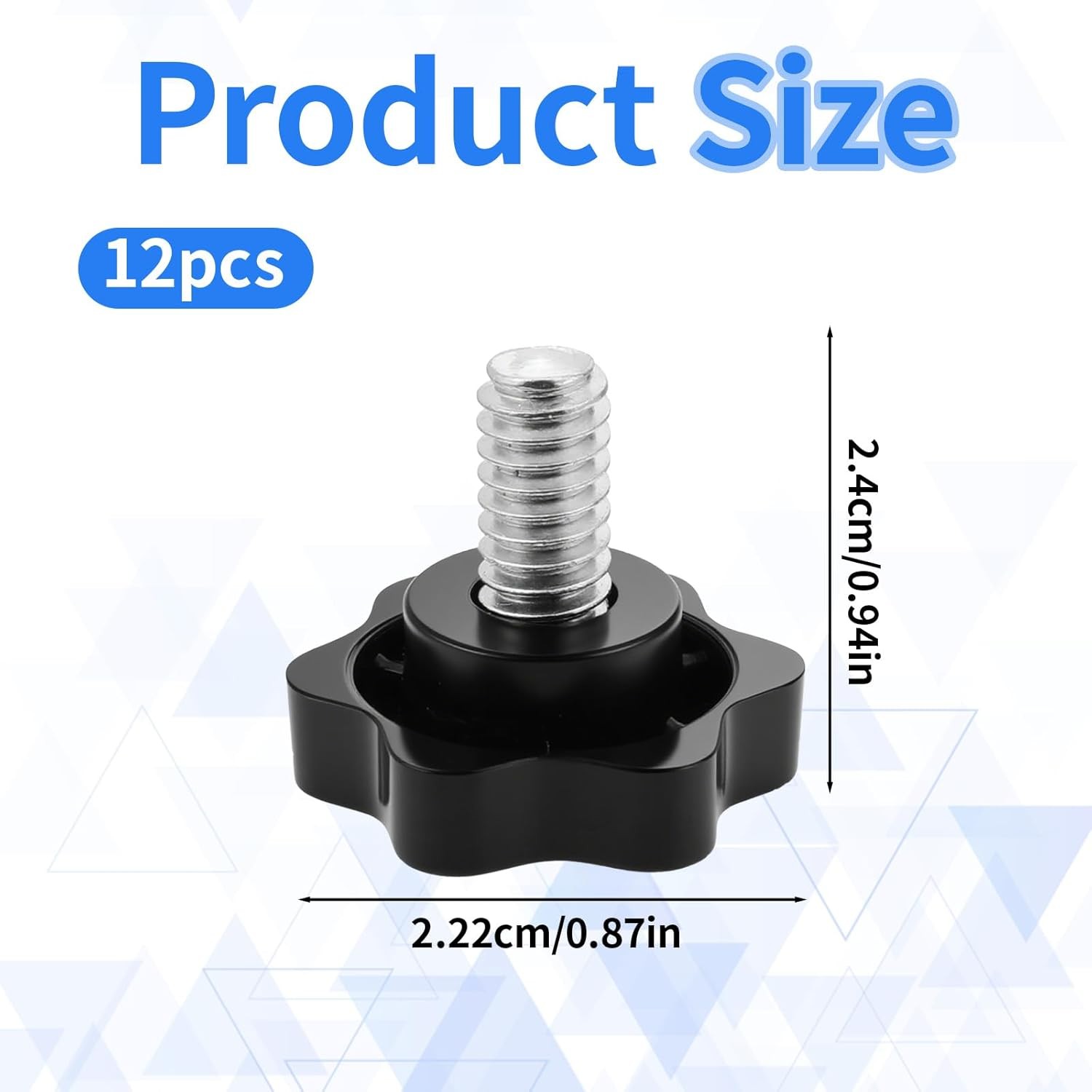 12pc 1/4″-20 Thumb Screws Knurled Knob Black Plastic Clamping Grip Replacement