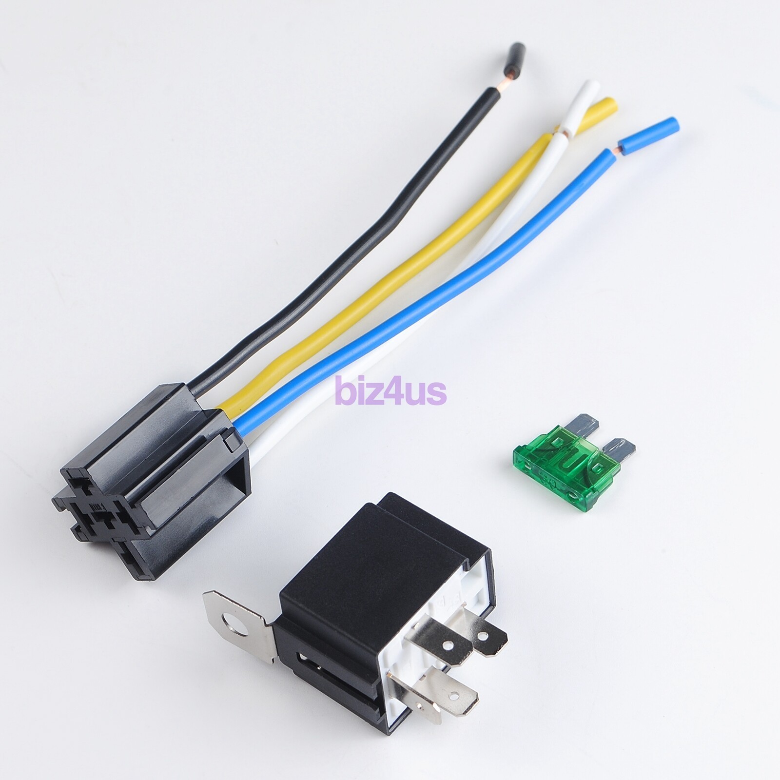 6 Pack 12V DC 30 Amp 4-Pin Automotive Relay Harness Set Switch Fuse US