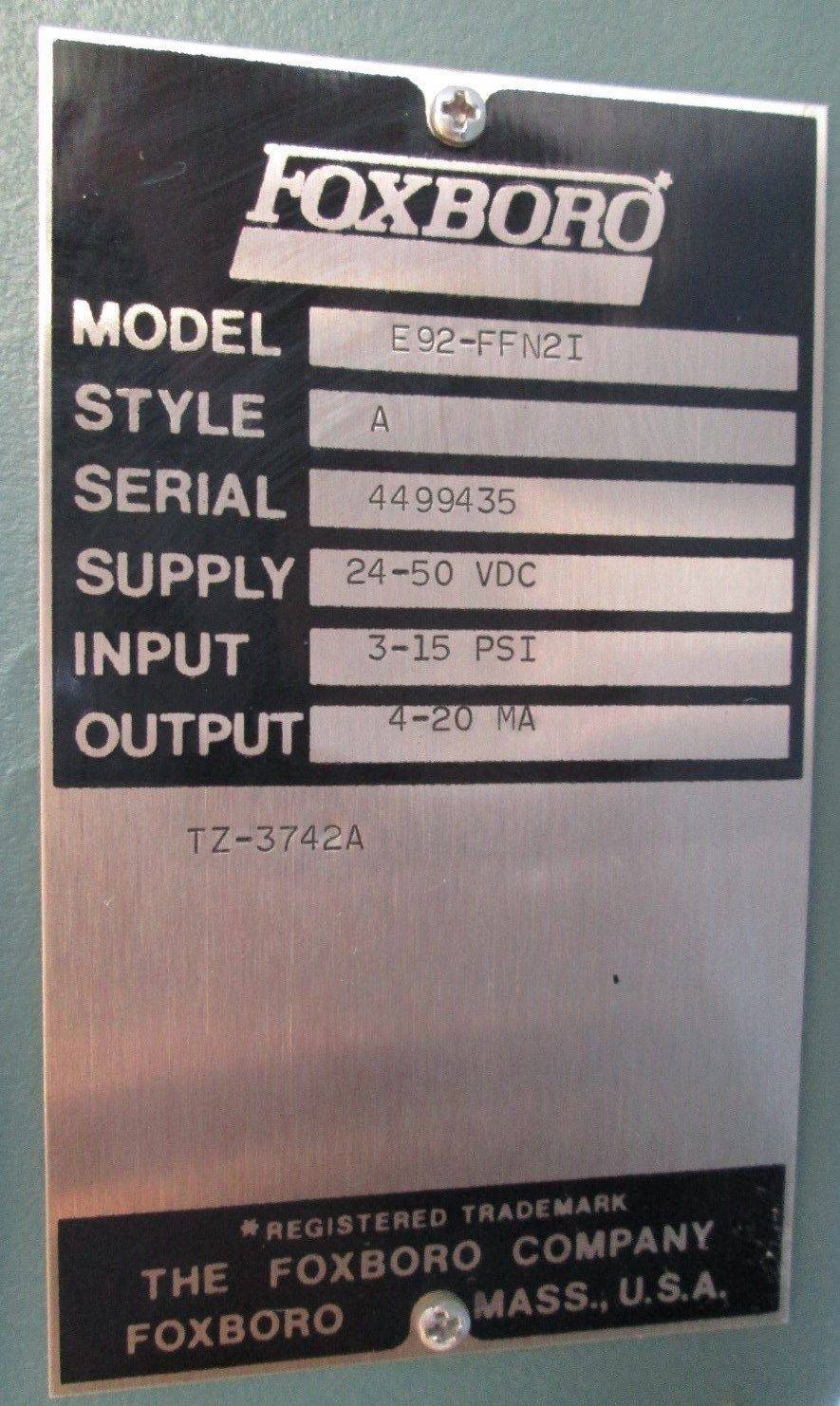 Foxboro Air to Current Converter E92-FFN2I A /w Mounting Bracket 4-20 mA PLC