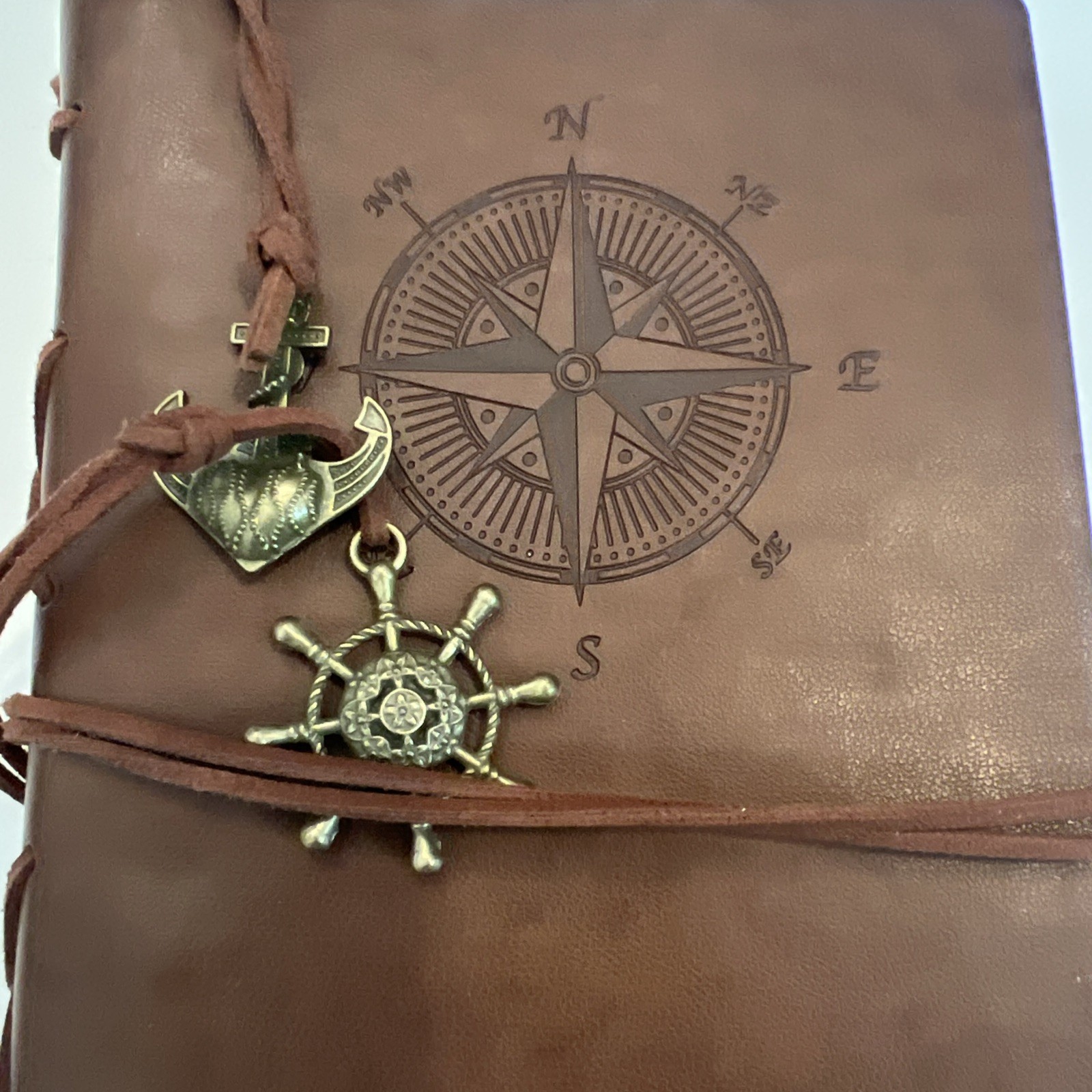 Maleden Nautical Leather Journal Refillable 6 Ring Compact Binder Craft Paper