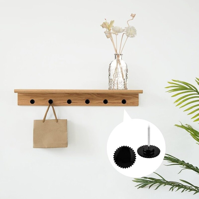 50 Pcs Push Pins, Black Thumb Tacks, Flat Thumbtac