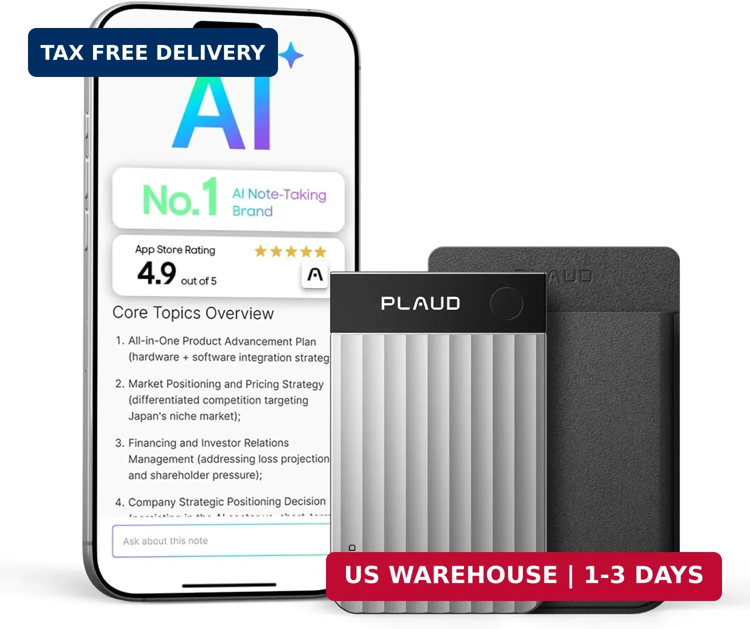 Plaud Note Pro AI Voice Recorder, Transcribe & Summarize with AI Note Taker for