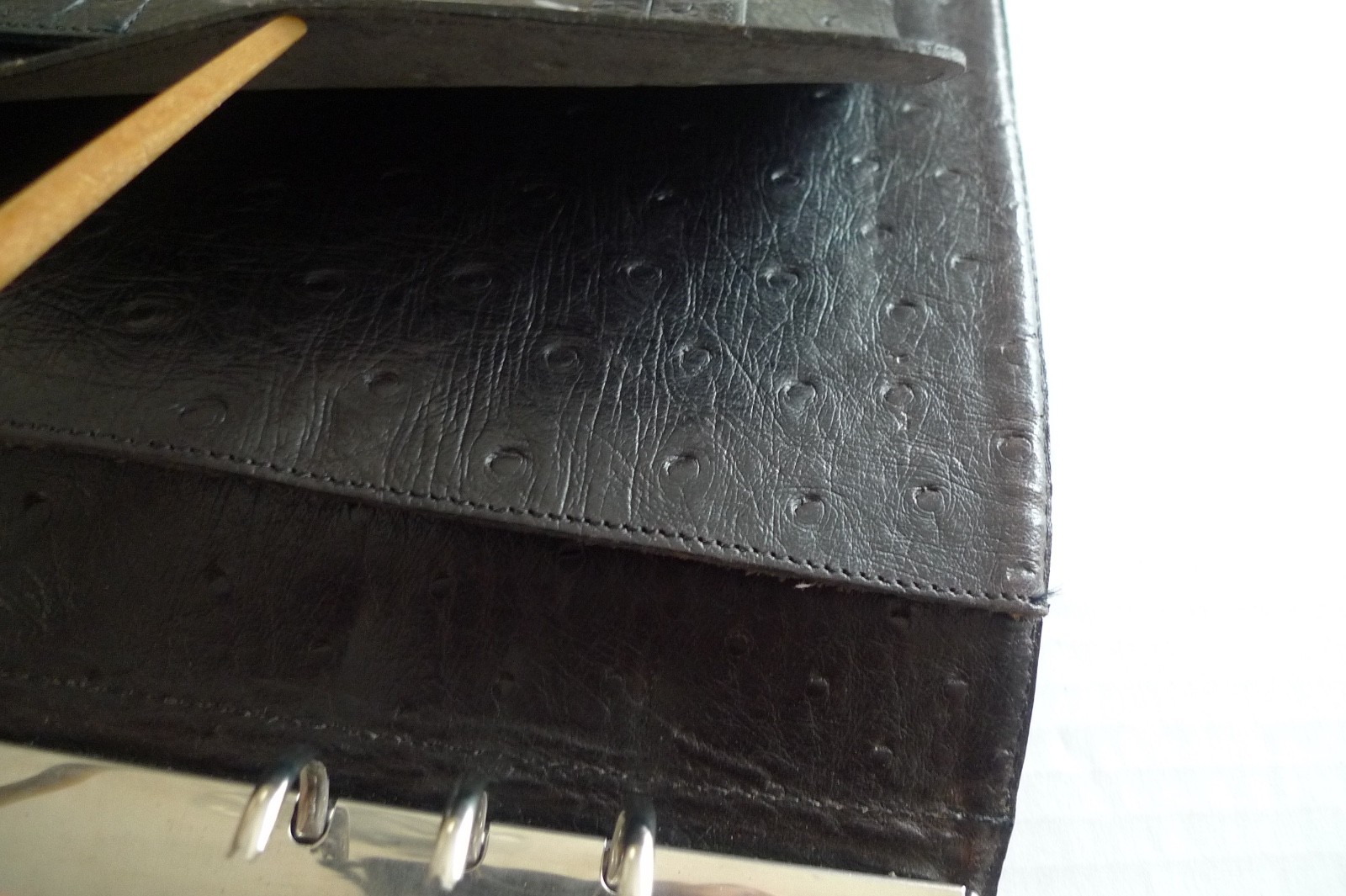 MULBERRY – A5 OSTRICH TEXTURED LEATHER PLANNER & PAPER SHEETS – MADE IN UK