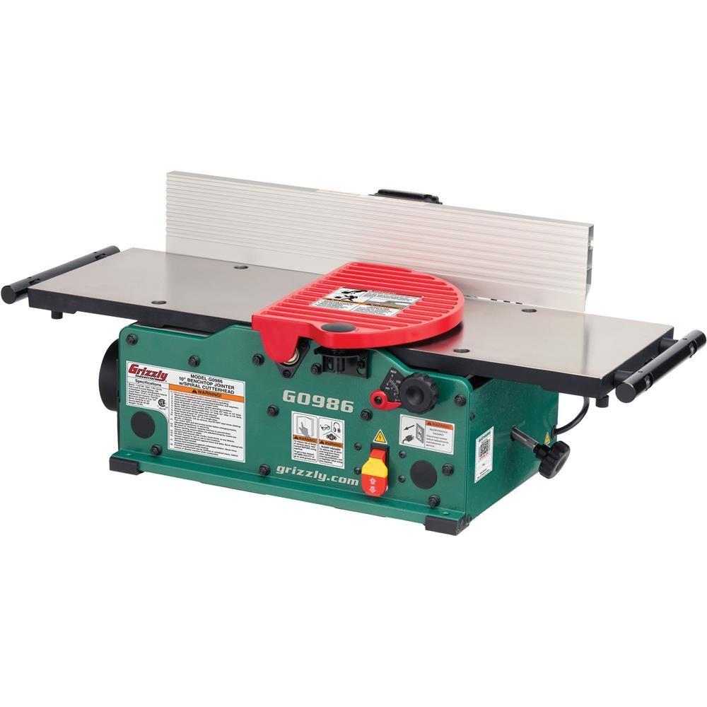 G0986 10″ Benchtop Jointer with Spiral-Type Cutterhead