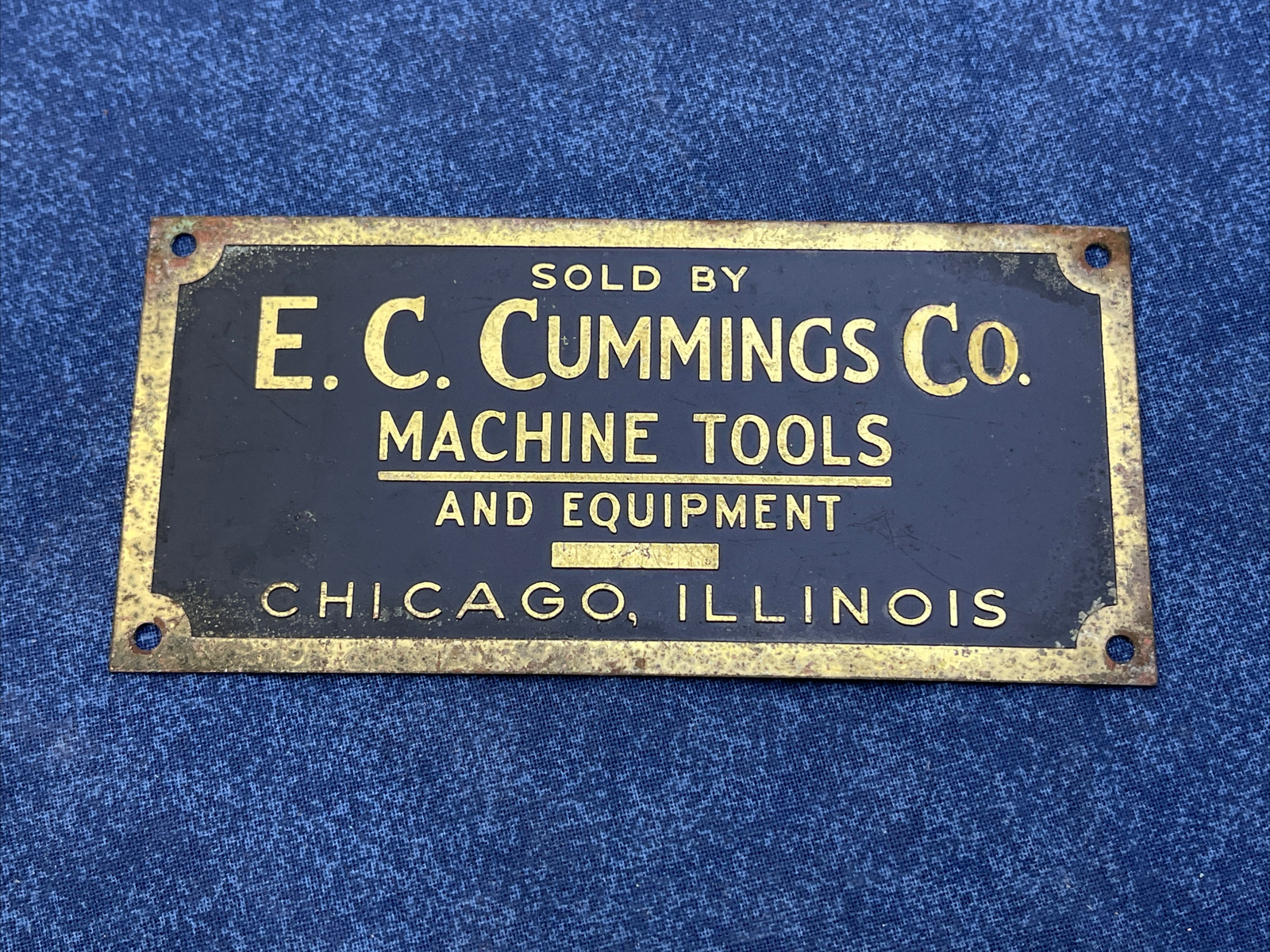 Vintage E. C. Cummings Co Machine Tools And Equipment Sold By Badge Plaque Z506