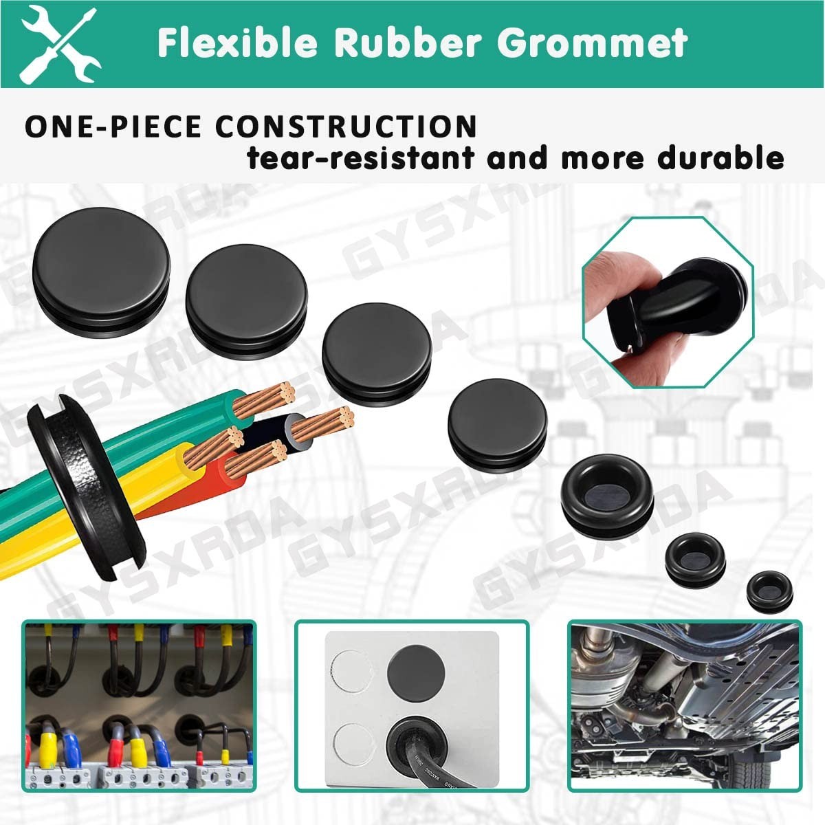 Gysxrda Rubber Grommet Kit 170 Pack – Black 7 Sizes