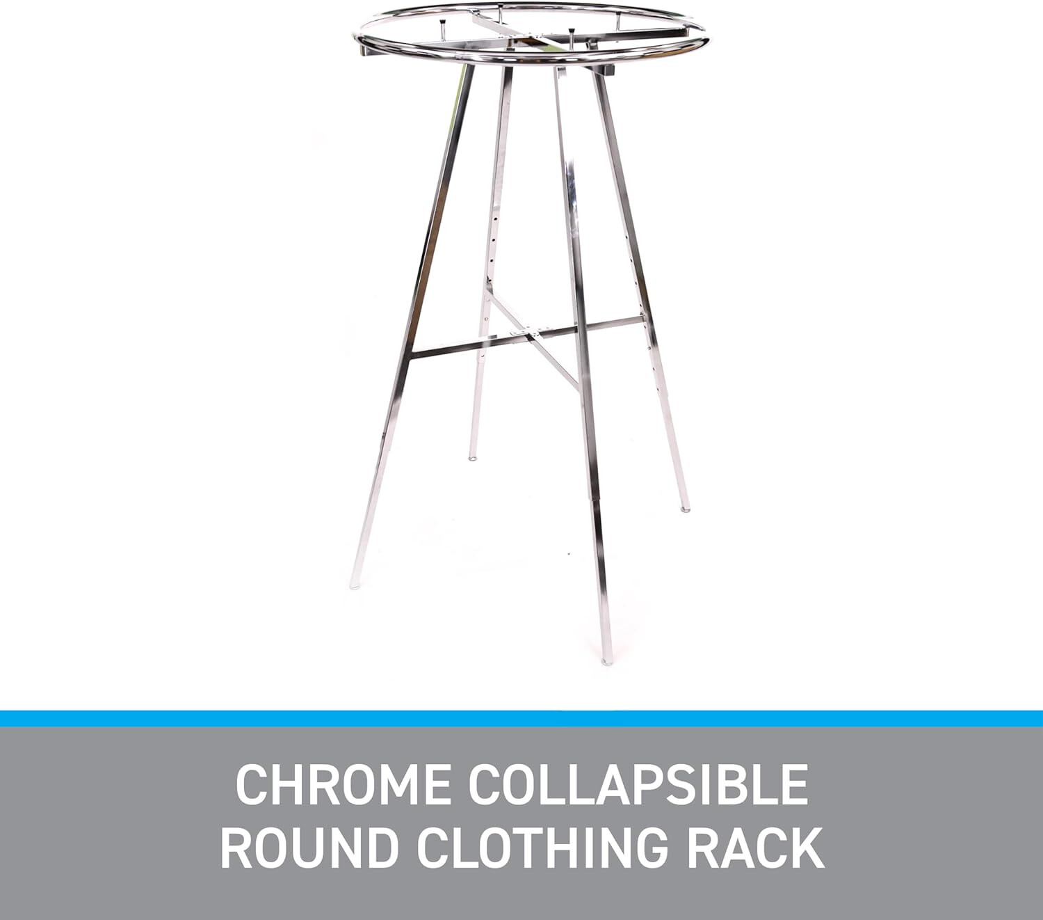Chrome 36″ Round Clothing Rack Height 48 – 72″ H Leveler Glides Garment