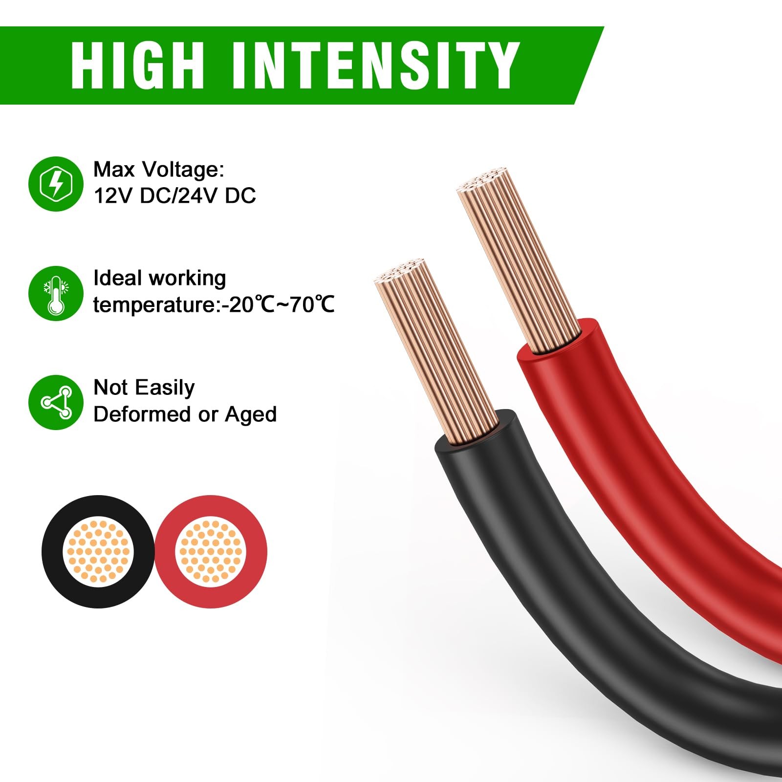14AWG Electrical Wire 100FT Red Black 2 Conductor Low Voltage Cable