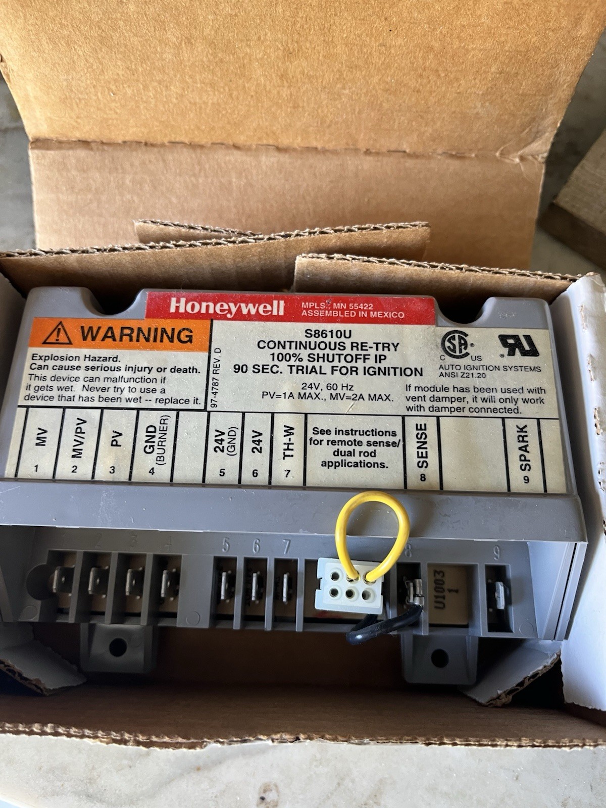 Genuine Honeywell S8610U 1003 Universal Replacement Intermittent Pilot Module