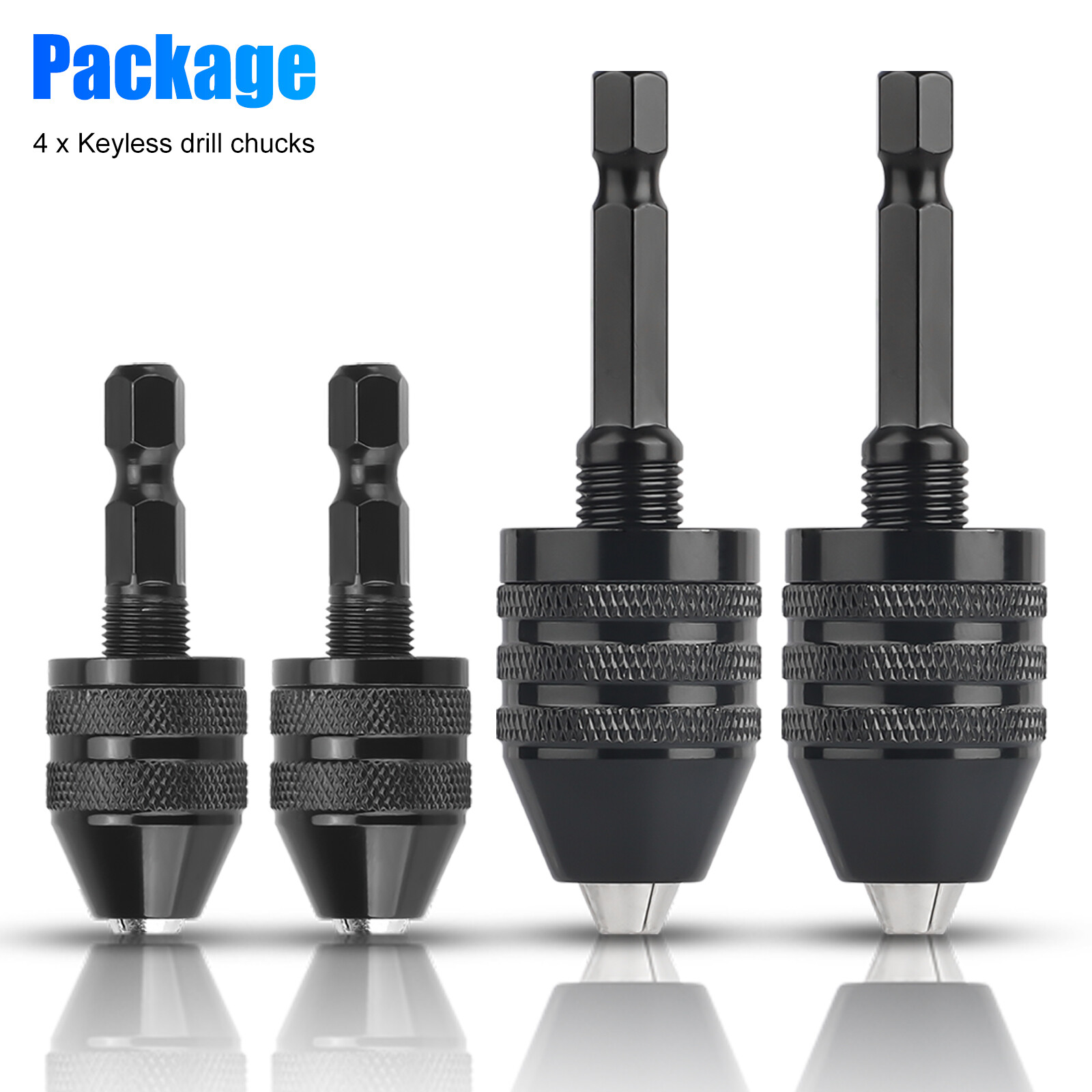 4x 1/4″ Hex Shank Keyless Drill Chuck Conversion Adapter Bit Quick Change Driver