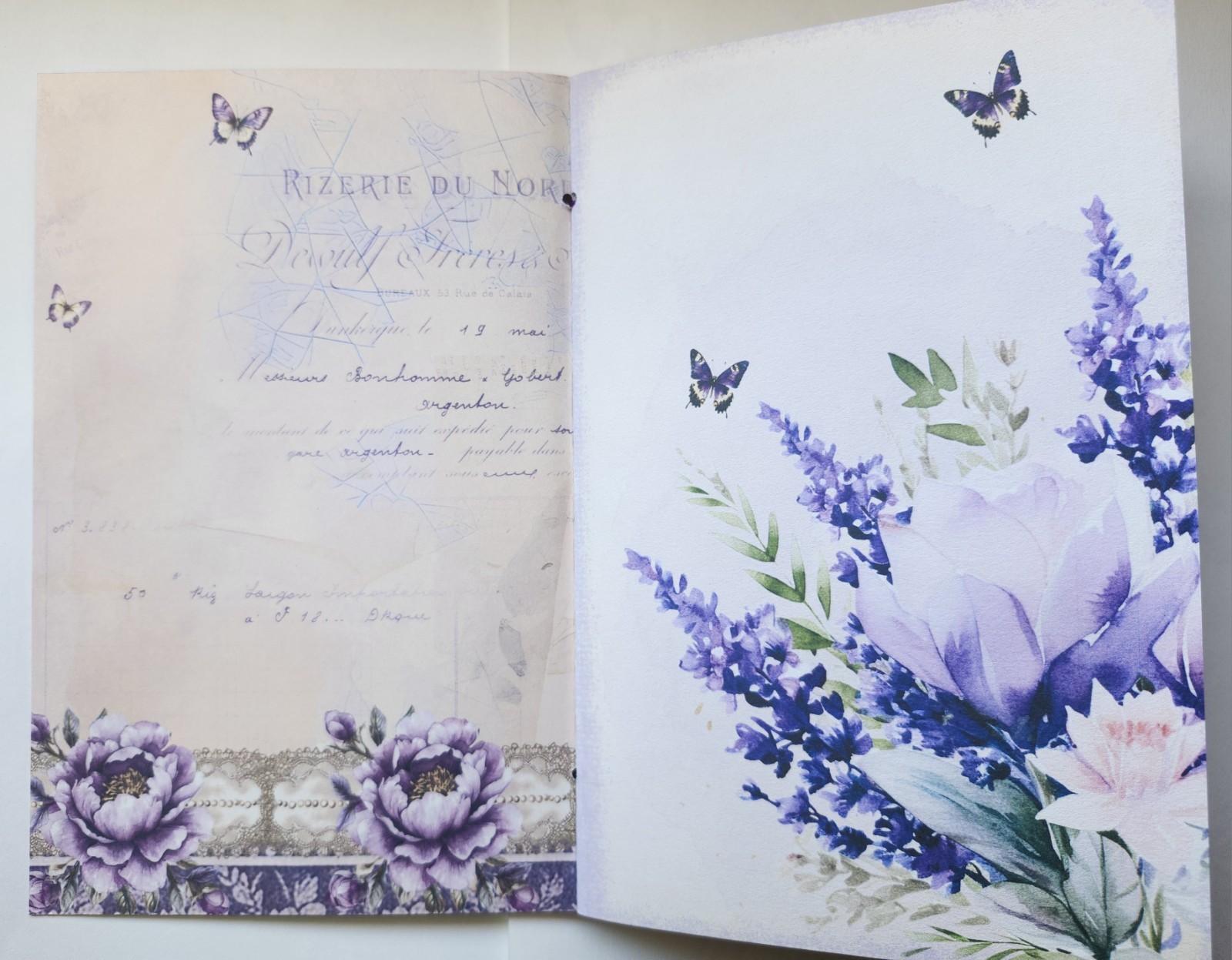 Junk Journal Blank Booklet «LAVENDER DREAMS» Vintage Purples 40pgs