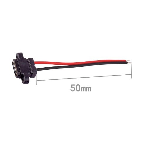 USB Type C Pigtail Cable 24AWG USB C Female Plug to 2 Pin Bare Wire Open End