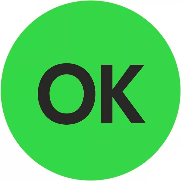Matte Litho Inventory Control Label Stickers: Green OK 2″ Circle