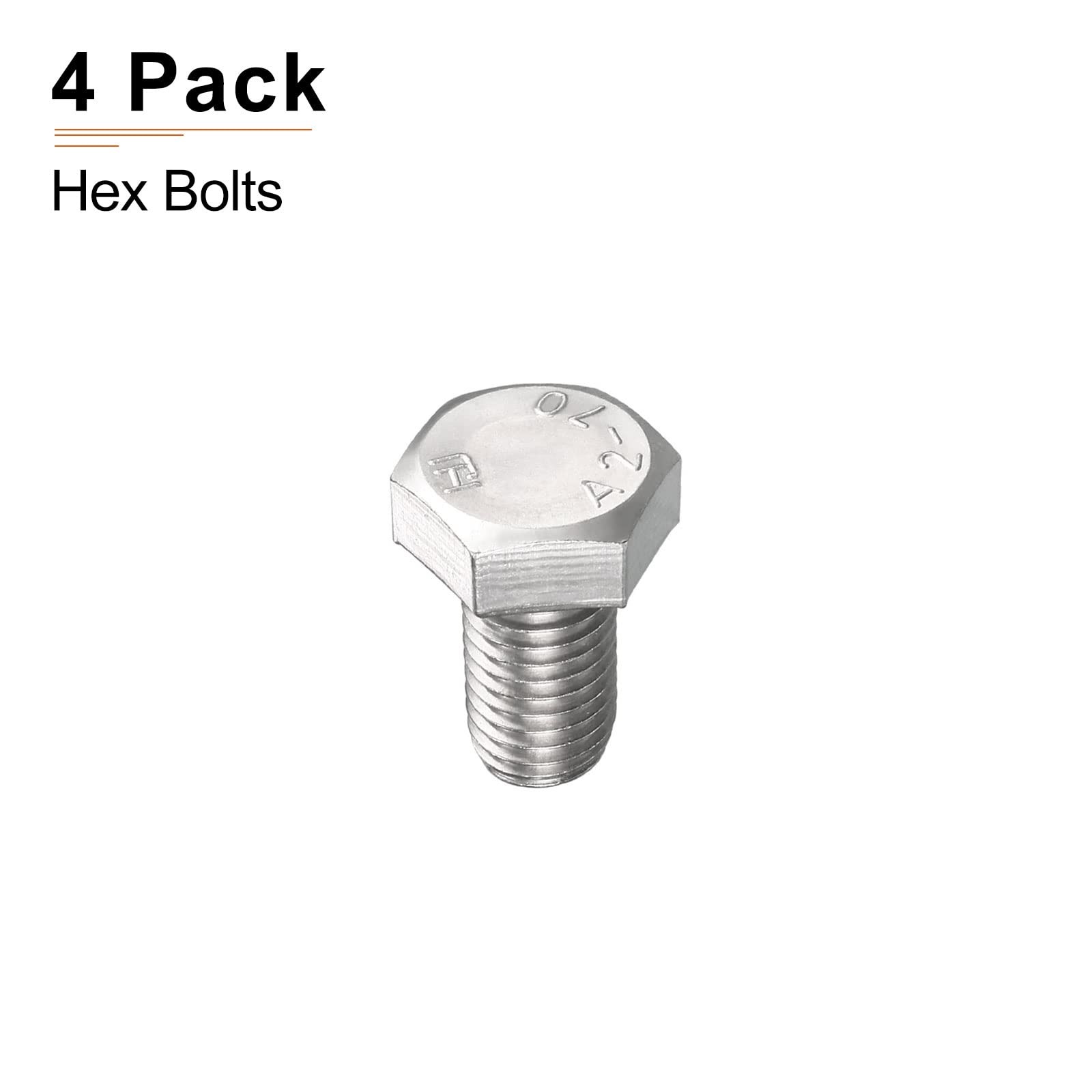 4 Pack M14x25mm Hex Bolts 304 Stainless Steel Hexagon Head Screws Tools