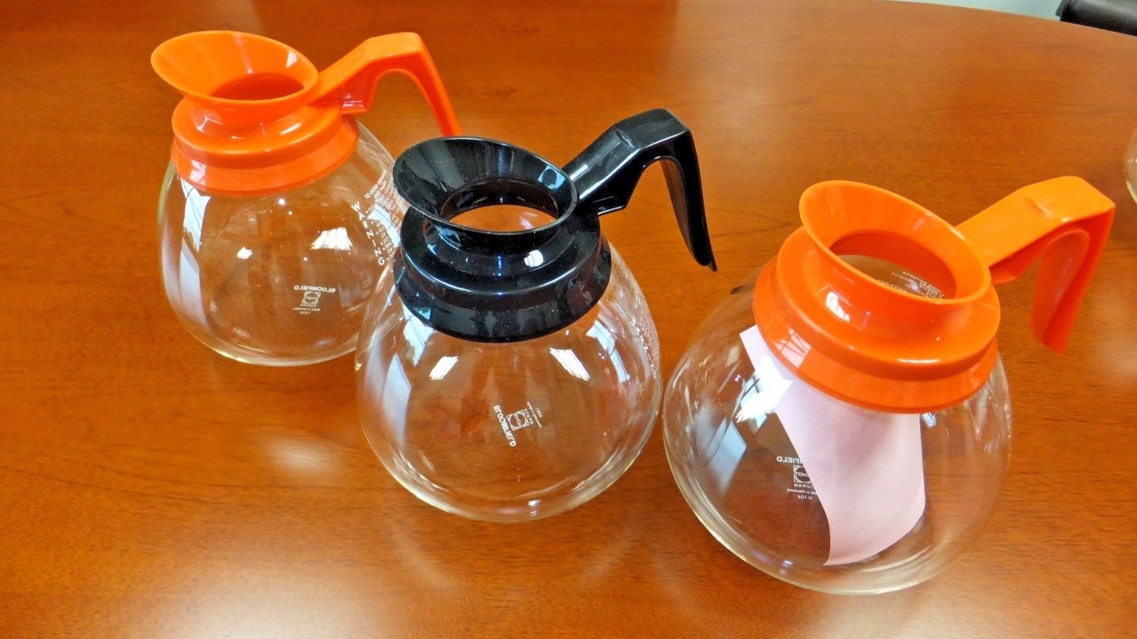 For BUNN Commercial Brewer – 3 Coffee Pots/Decanters/Carafes Black & Orange, NEW