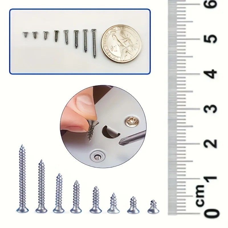 560Pcs Self Tapping Wood Screw Set 8 Sizes M2 Flat Metal Screw Assortment Kit Bo