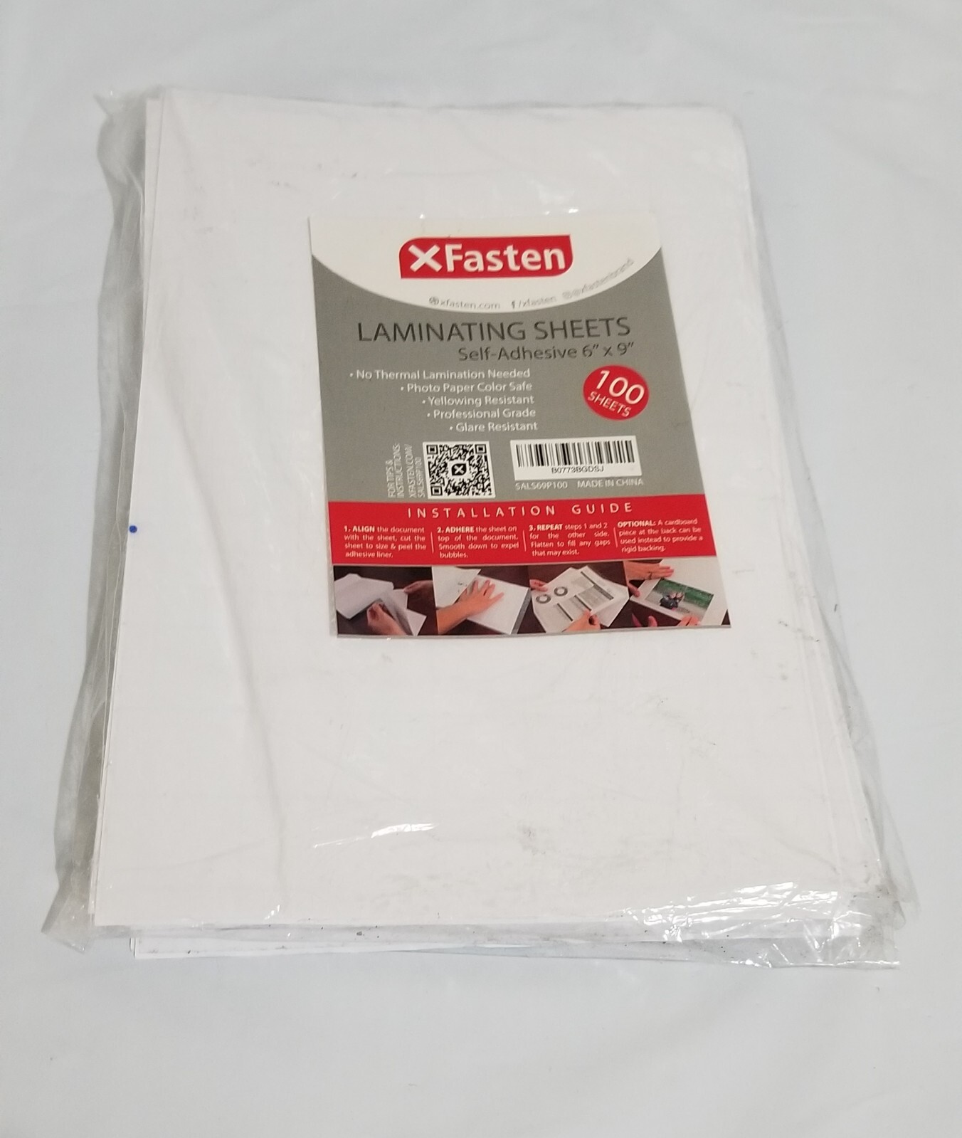 XFasten Self-Adhesive Laminating Sheets 6 x 9 Inches Pack of 100 4.76 mil