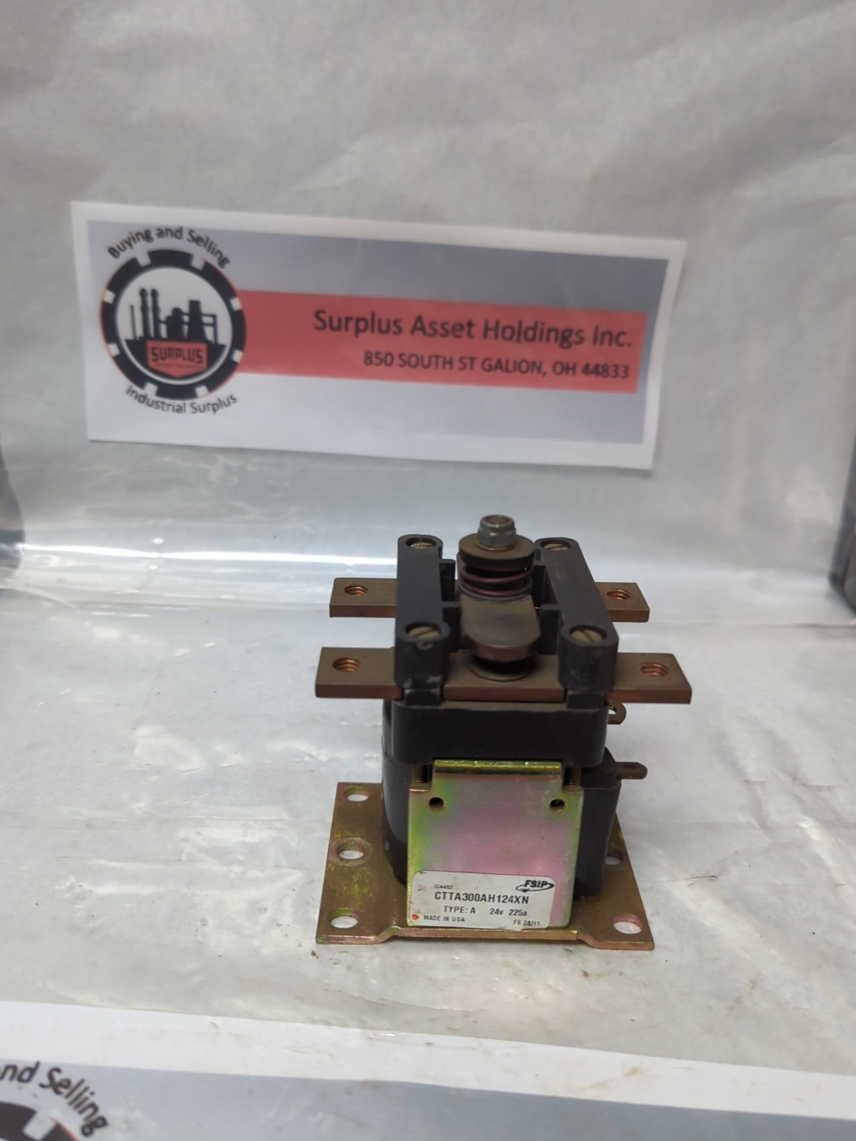 FSIP/GE,CTTA300AH124XN,TYPE A CONTACTOR 24 VOLT 225 AMP PRE-OWNED