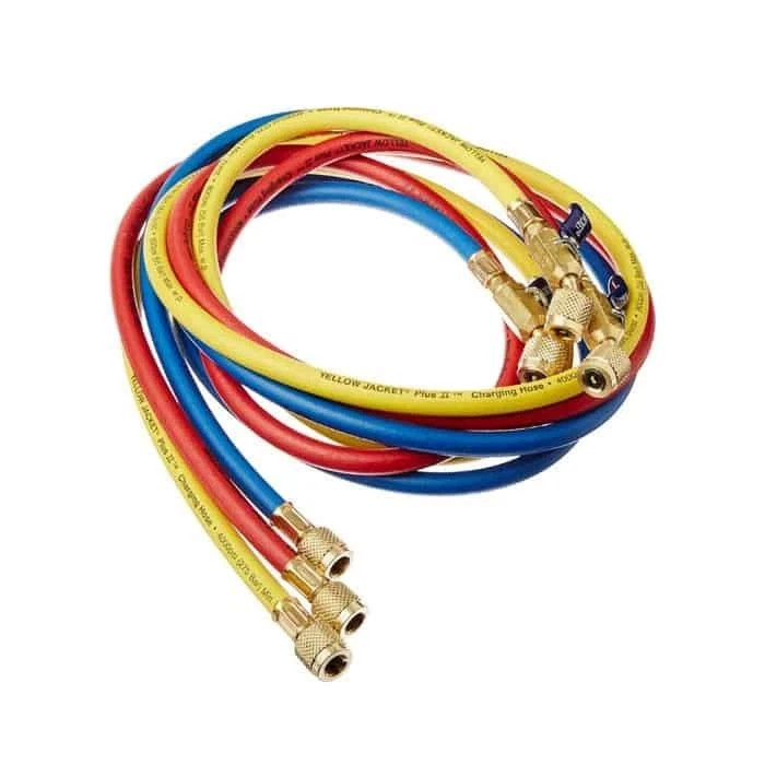 Yellow Jacket Plus II 29986 – 72″ Ball Valve Hoses, 1/4″, Set of 3 – New in Pack