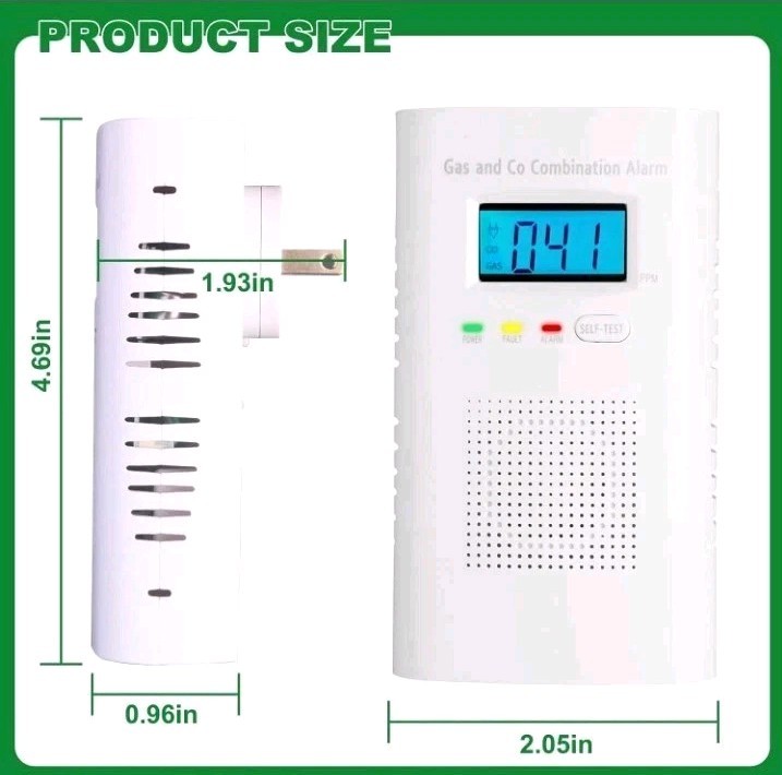 New Carbon Monoxide Detector Wall Plug In CO and Natural Gas Detector KH522