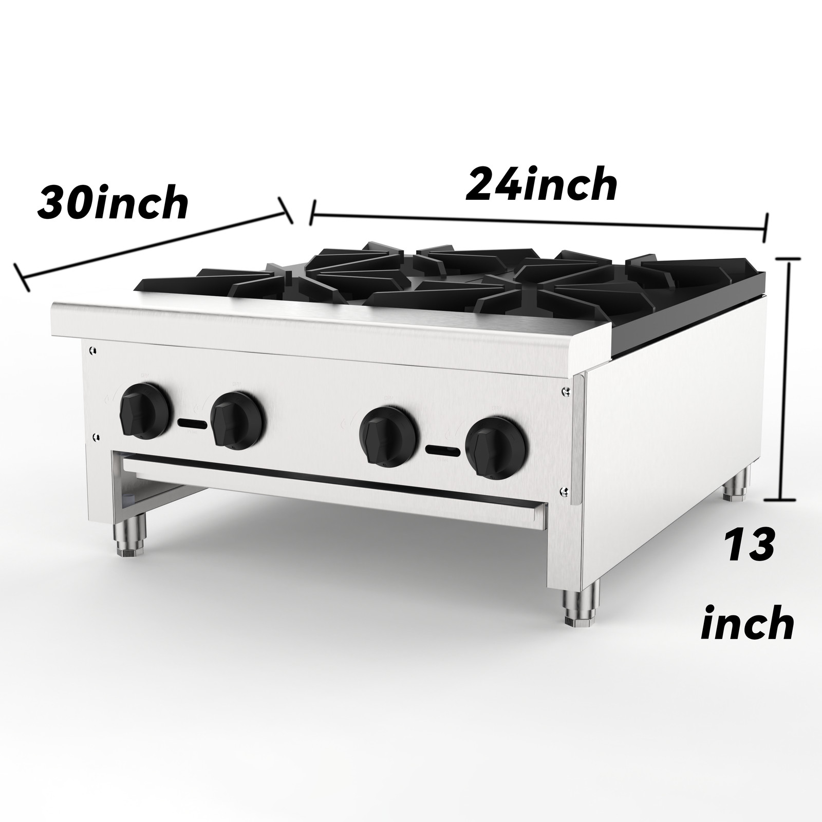 Commercial Gas Stove 4 Burners 112,000 BTU Propane Natural Countertop Cooking