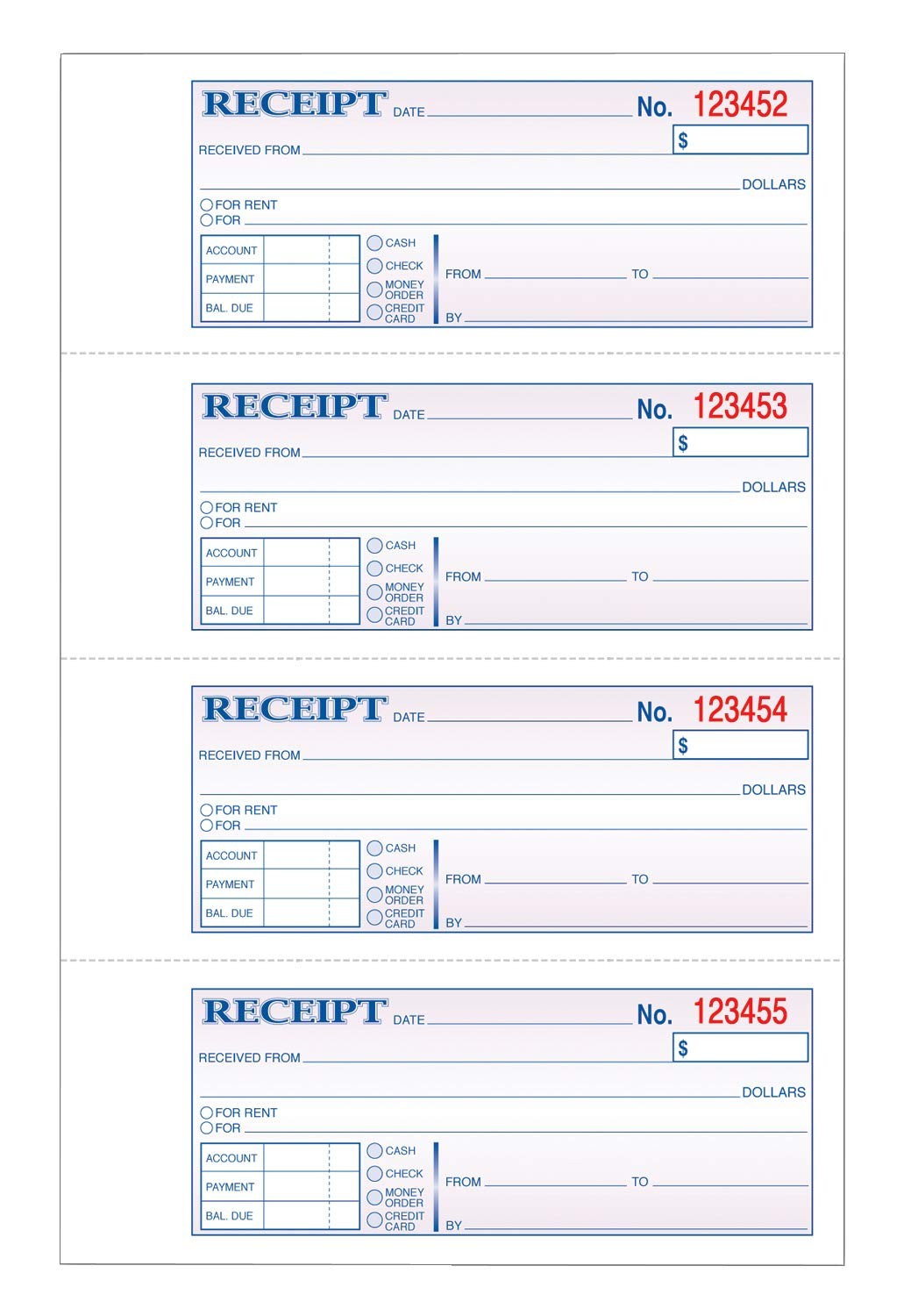 TOPS Money/Rent Receipt Book, 3-Part, Carbonless, 11 x 7-5/8 Inches, 4 Receipts/