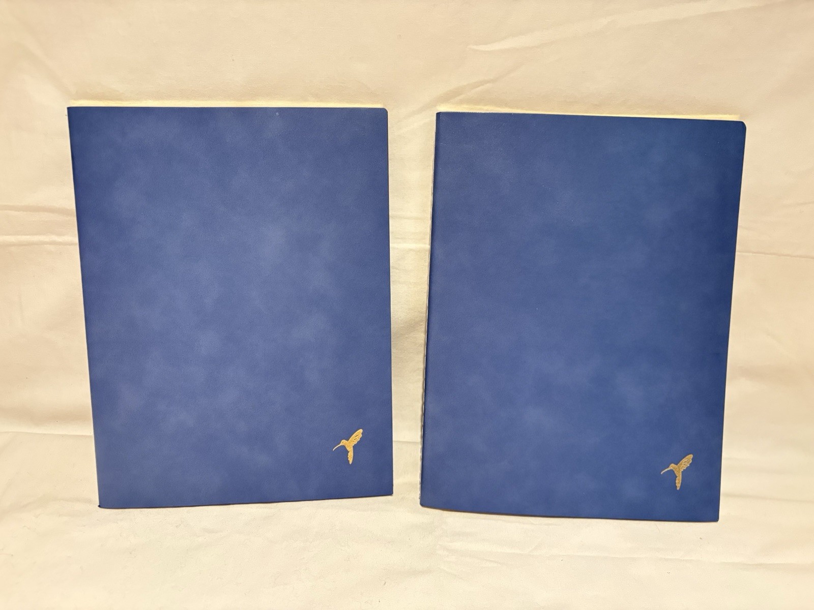 Papyrus Set of 2 Stitched Journals, 80 Lined Pages Blue Gold Bird Accent GIFT