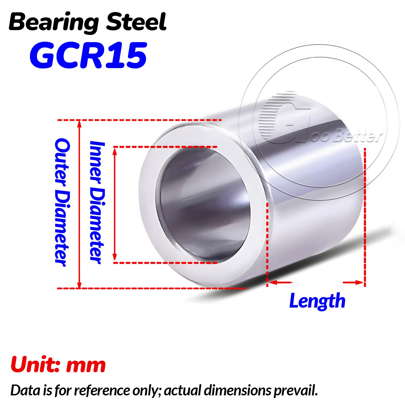 Bearing Steel Sleeve Bushing ID 15/16/17/18/19mm Wear-Resistant Standoff Spacers