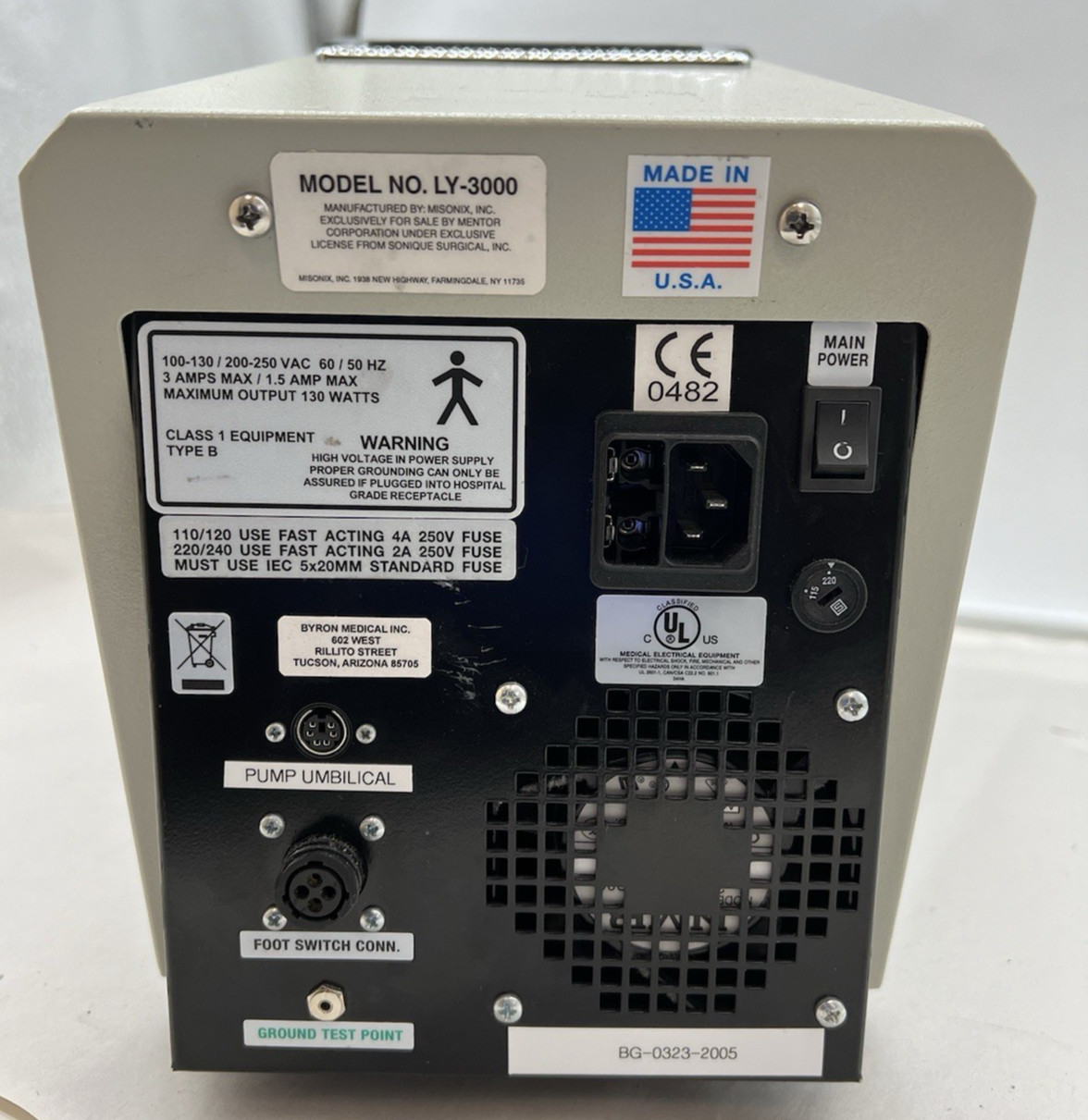 Byron LySonix 3000 Liposuction Power Assisted Liposuction Unit