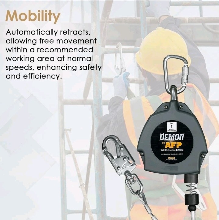 AFP Demon 30 FT Single Leg Self-Retracting Lifeline Cable Retractable | Steel Lo