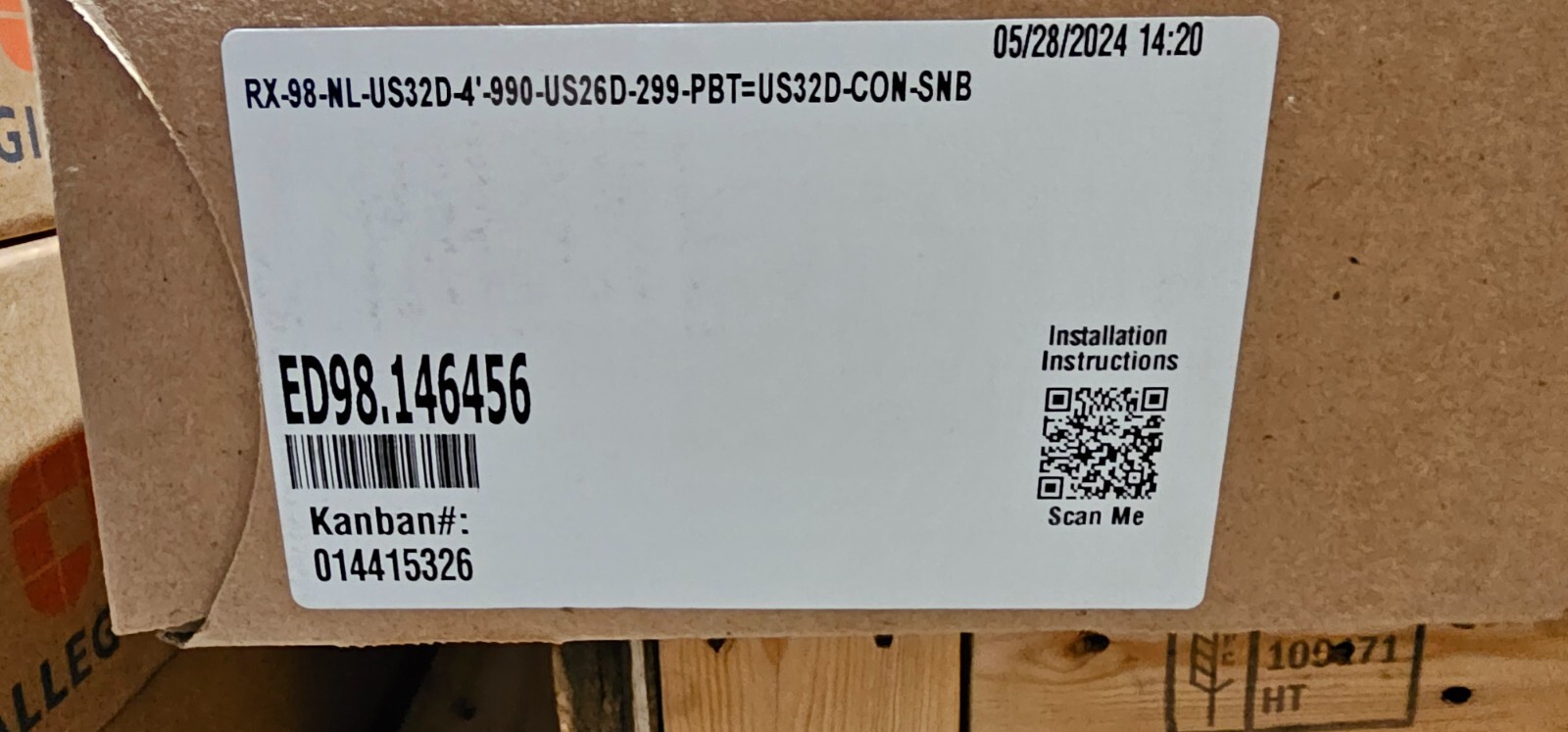 Von Duprin Exit Device – 98-NL-US32D-4′-990-US26D-299-PBT=US32D-SNB – ED98.14645
