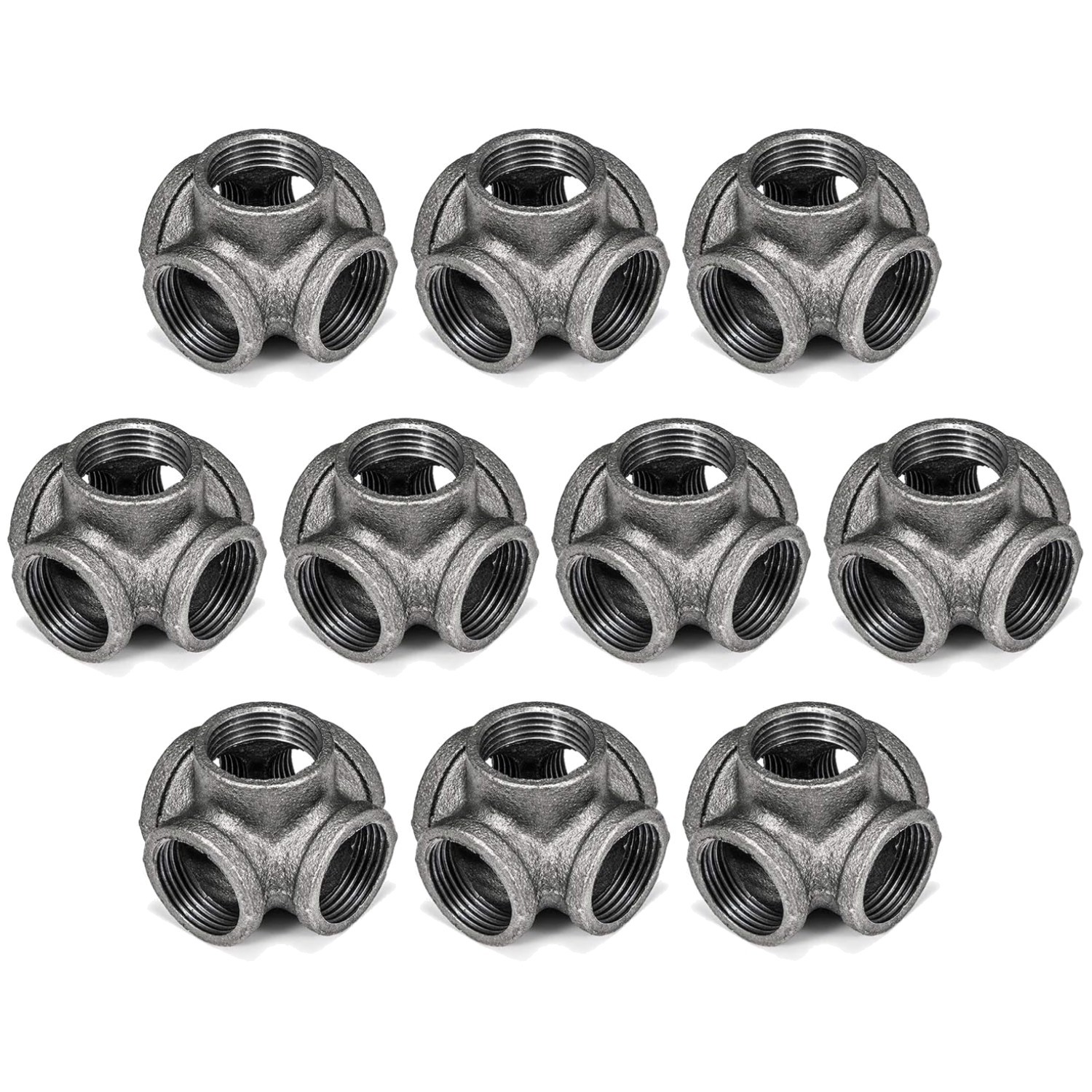 Malleable Cast Iron Pipe Fitting, 1″ Tee, 10-Pack