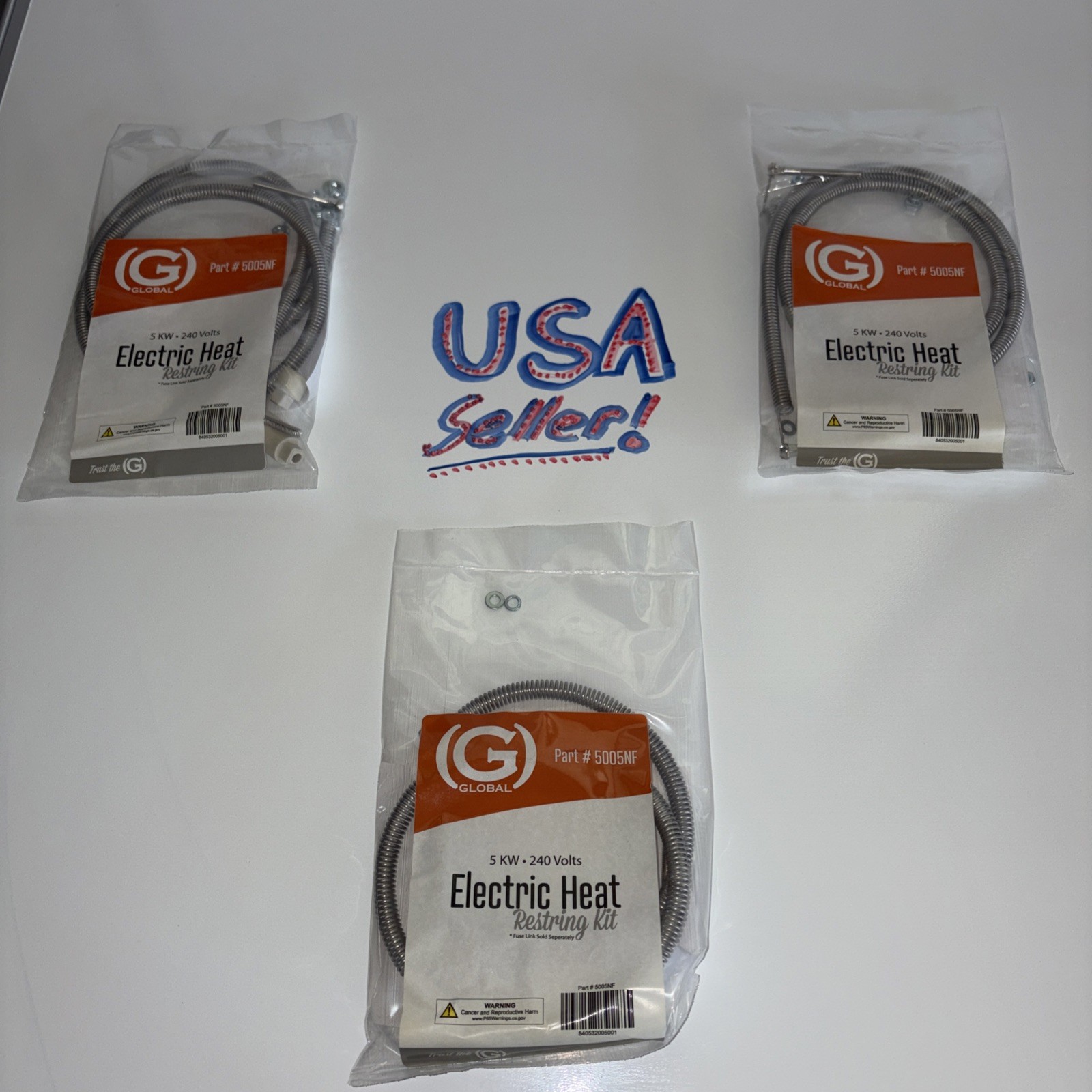 Qty 3 Global Non-Fused Electric Heat Restring Kit 5KW • 240 Volts •Free Shipping