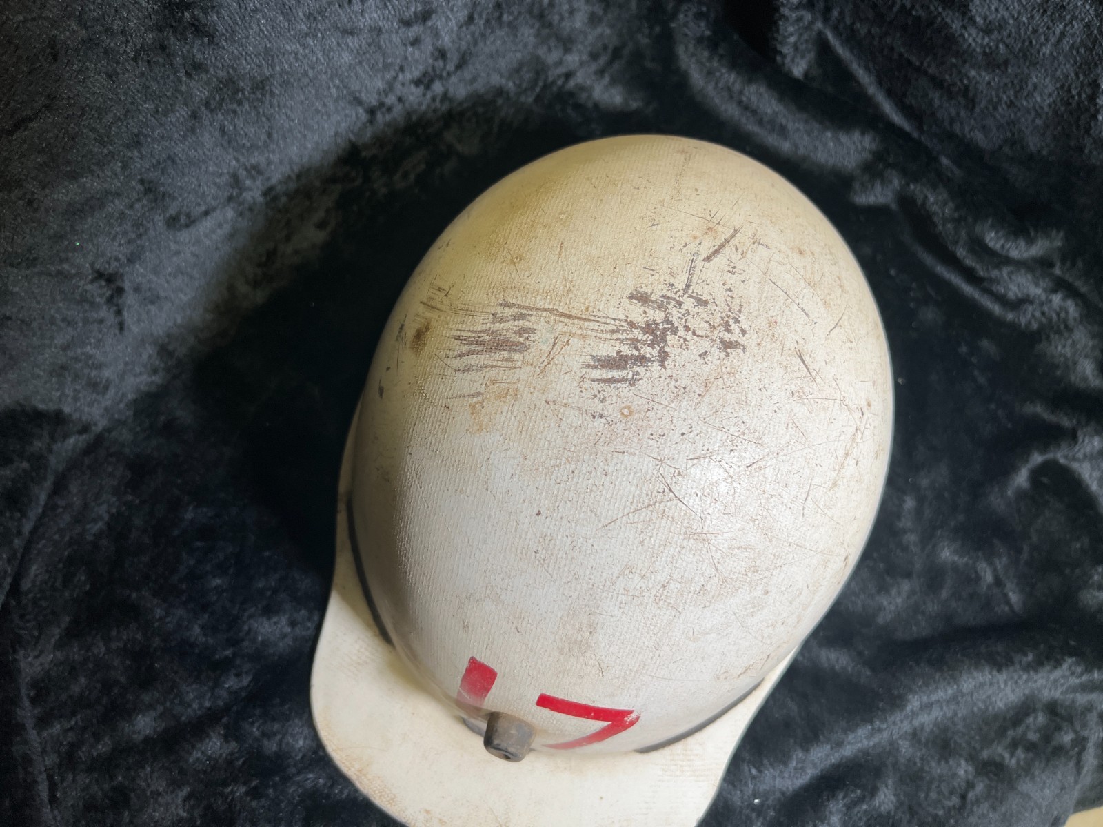 Vintage MSA Skullgard Fiberglass Hard Hat Stencil 17 Red White Miner Cap 1950s