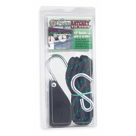 Rope Ratchet 10035 Rope Ratchet, Hook, 15 Ft.L, Polypropylene
