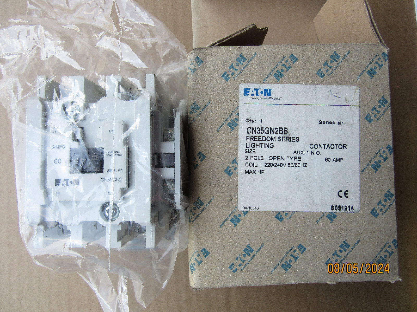 Eaton CN35GN2BB Electrically Held Lighting Contactor 2P 60A W/Aux 1 N.O. New