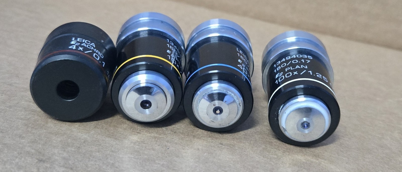 LEICA M/CME MICROSCOPE OBJECTIVES 13494000,4025,4030,4035 4X/ 10X/ 40X/100X/