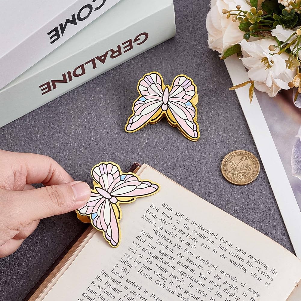 2.05 x 1.71 x 0.8 inch(5.2 x 4.35 x 2.05cm), 2pcs Gold Pink Butterfly