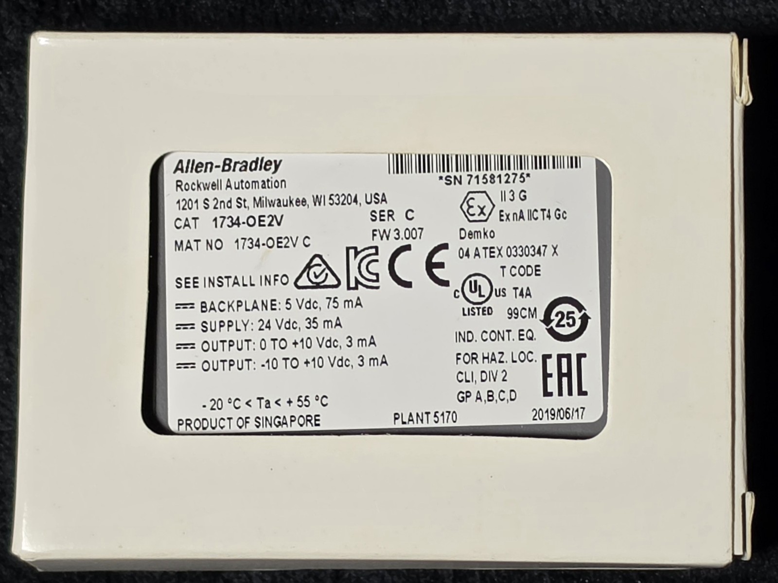 ALLEN-BRADLEY 1734-OE2V Point I/O 2-Point Analog Voltage Output Module